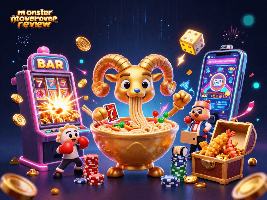 Spin and win with the vibrant monstertowerreview-themed casino scene bursting with excitement!