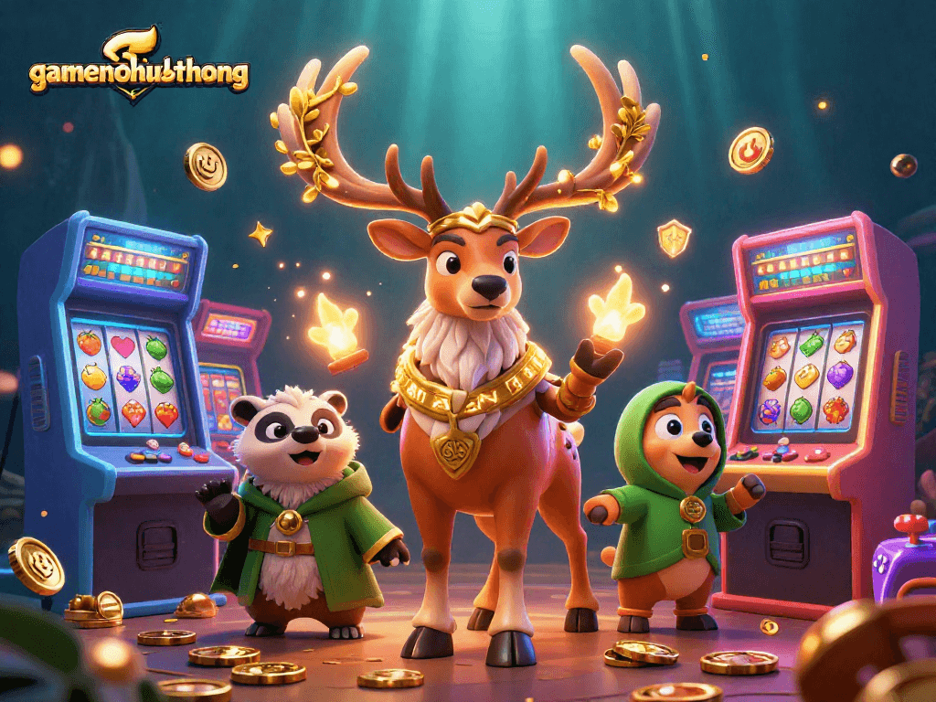Experience the excitement of gamenohudoithuong with vibrant slot reels and casino symbols igniting the jackpot.