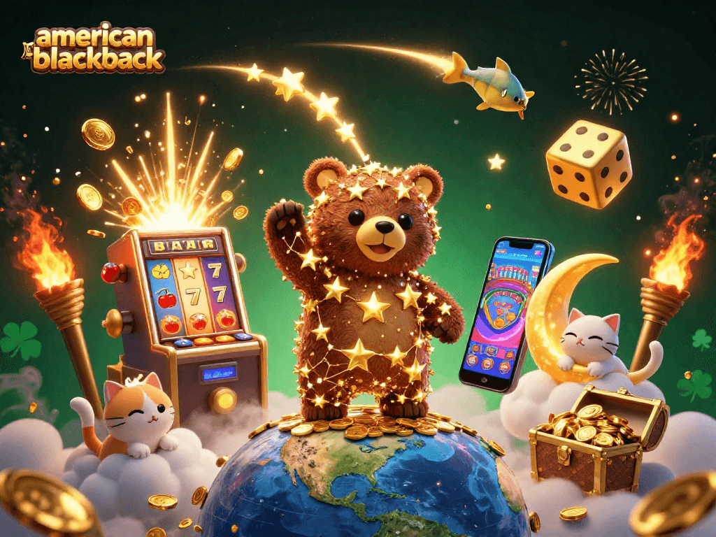 Experience the thrill of american-blackjack in a vibrant 3D casino scene with exciting gameplay elements.