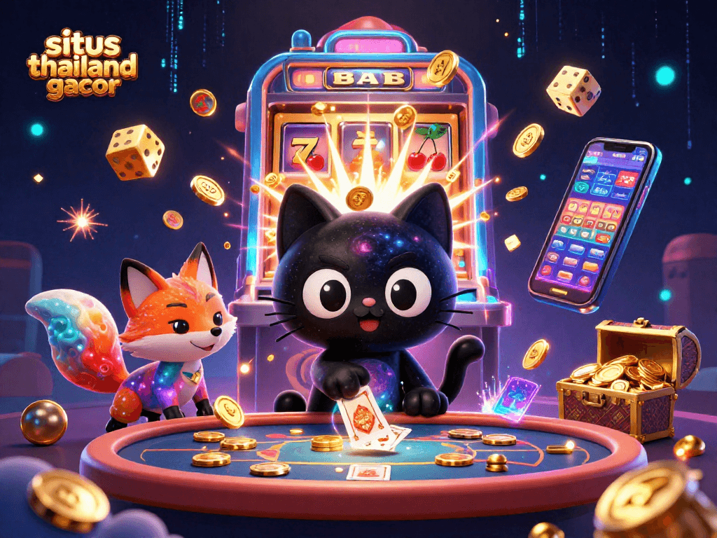 Immerse yourself in the thrilling world of situs thailand gacor with this vibrant casino illustration showcasing joyful gaming action.