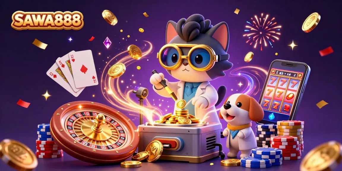 Experience the thrill of SAWA888 with golden coins, a magical setting, and engaging gameplay.