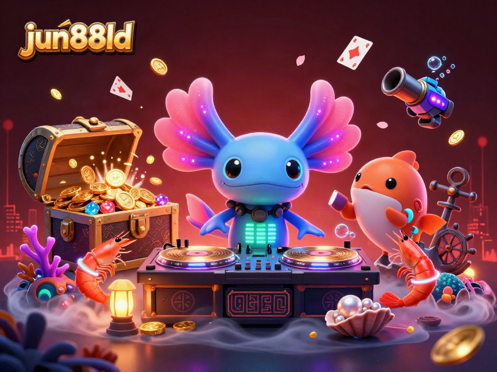 Experience the vibrant atmosphere of jun88ld with axolotl DJ and exciting casino elements.