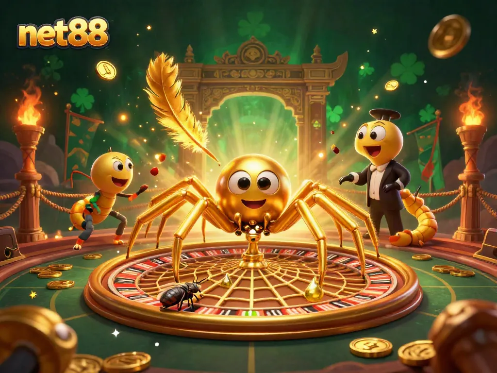 Place bets with net88 on exciting roulette games in a vibrant casino illustration.