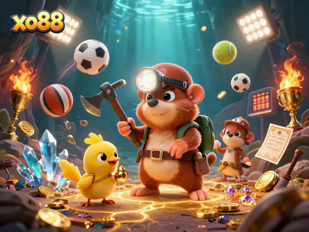 Engage in thrilling adventures at xo88 with vibrant 3D treasure hunting and sports-themed gambling.