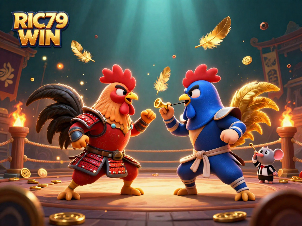 Experience the thrill of RIC79 WIN in a dramatic standoff between samurai and ninja roosters!