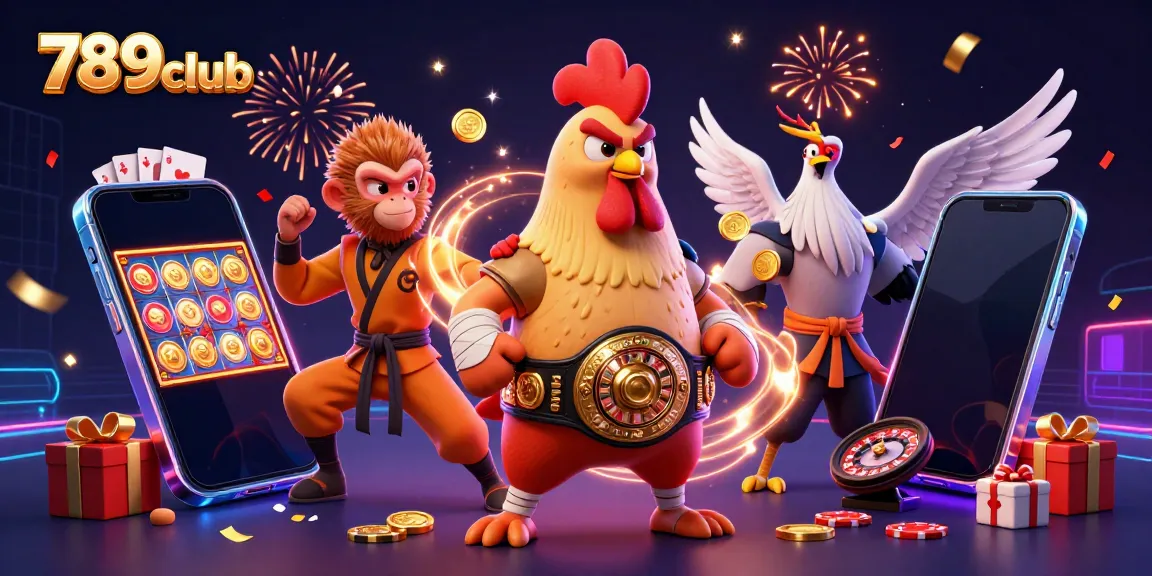 Experience thrilling gaming action in 789club with vibrant 3D casino characters and dynamic slot elements.