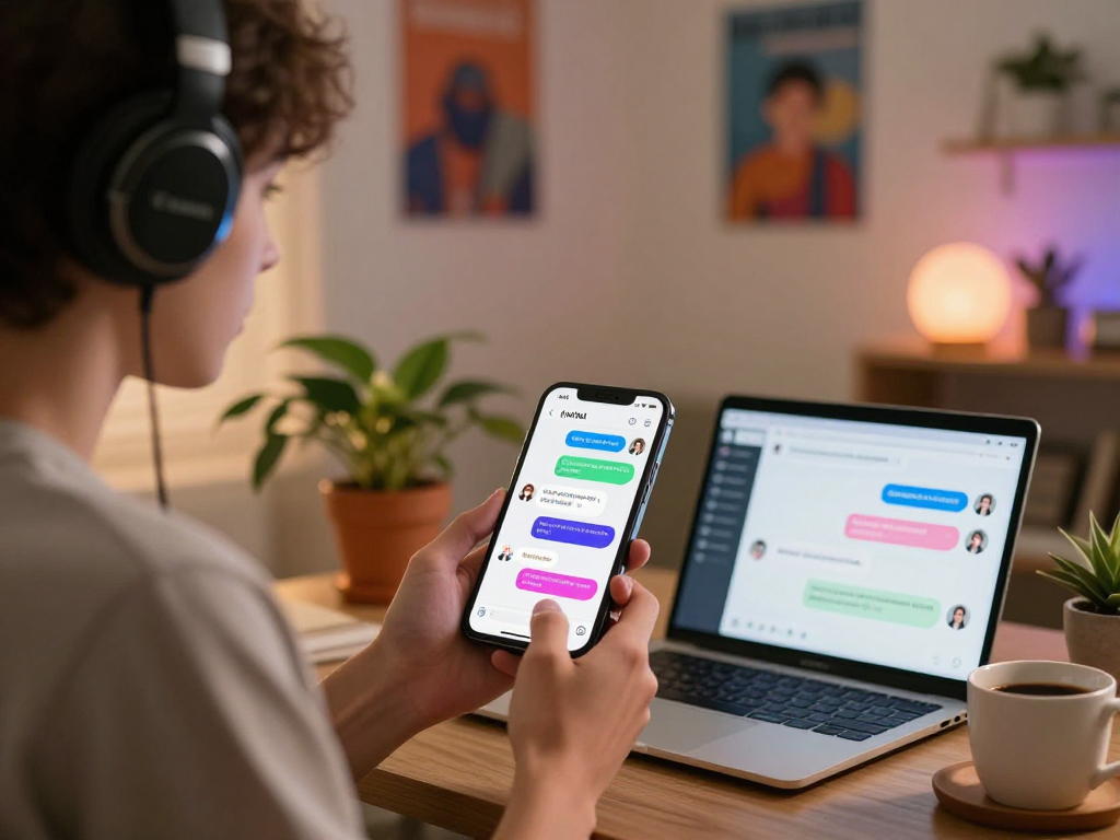 Engaging user experience with nsfw ai chat on smartphone in inviting indoor setting.