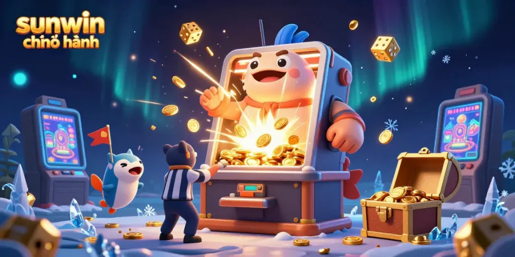 Enter the vibrant world of sunwin chính hãng with a captivating casino scene featuring dynamic characters and explosive game elements.