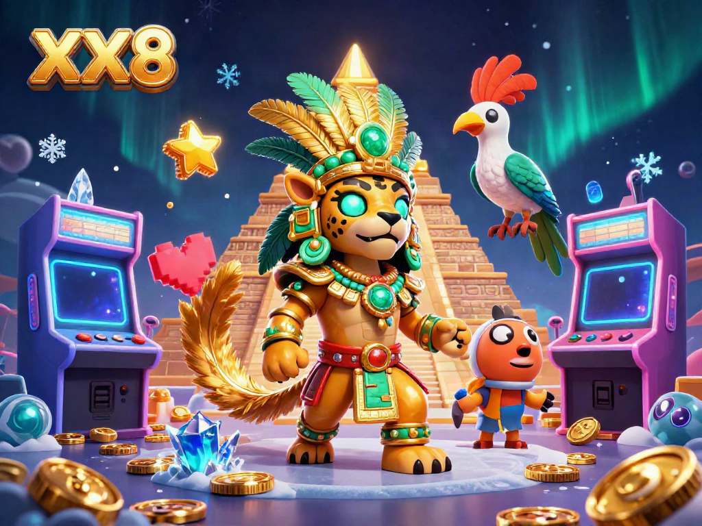 Spin the reels with XX8's vibrant casino illustration showcasing thrilling game elements.