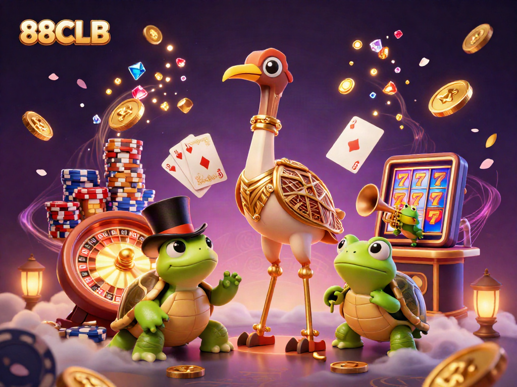 Engage with thrilling casino action at 88CLB featuring dynamic characters and golden game elements.