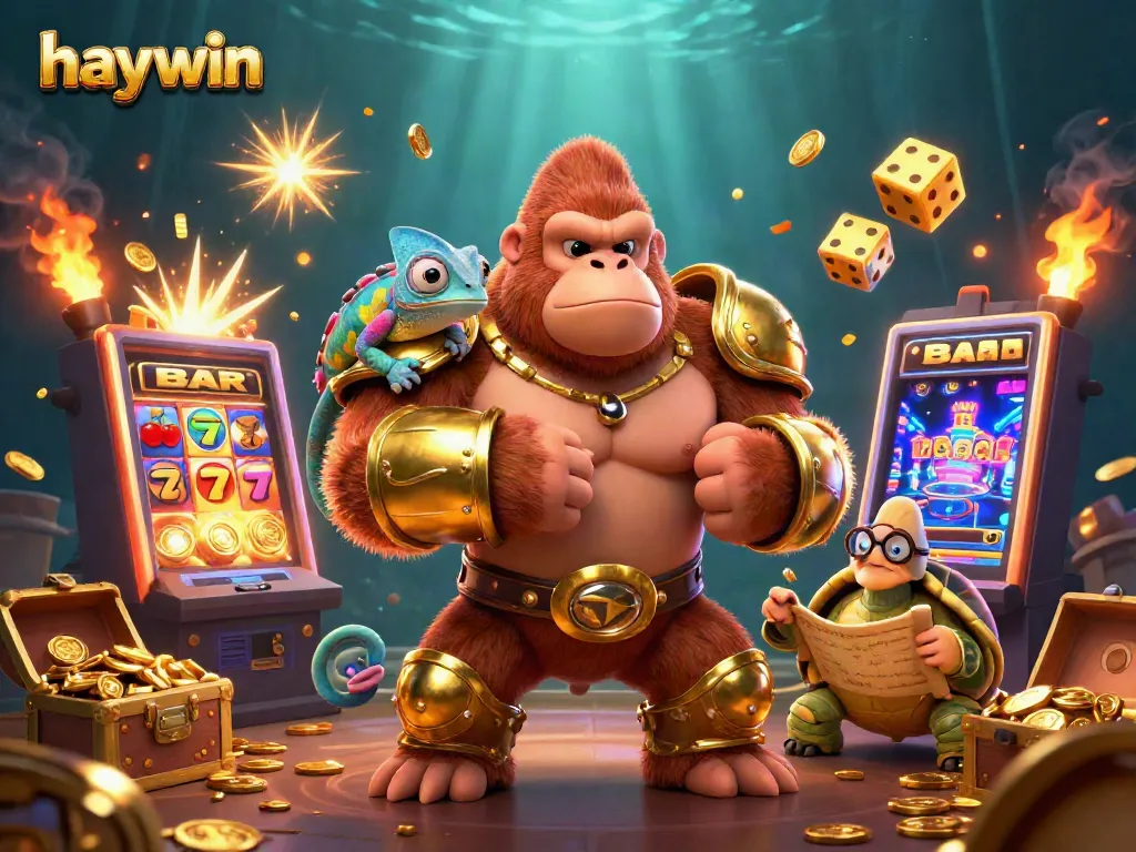 Experience the excitement of haywin's casino world with vibrant characters, slot machines, and dynamic action.