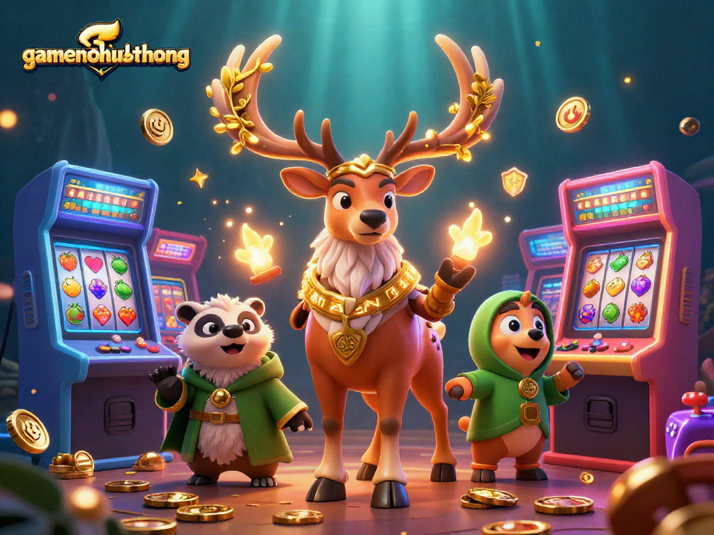 Experience the excitement of gamenohudoithuong with vibrant slot reels and casino symbols igniting the jackpot.