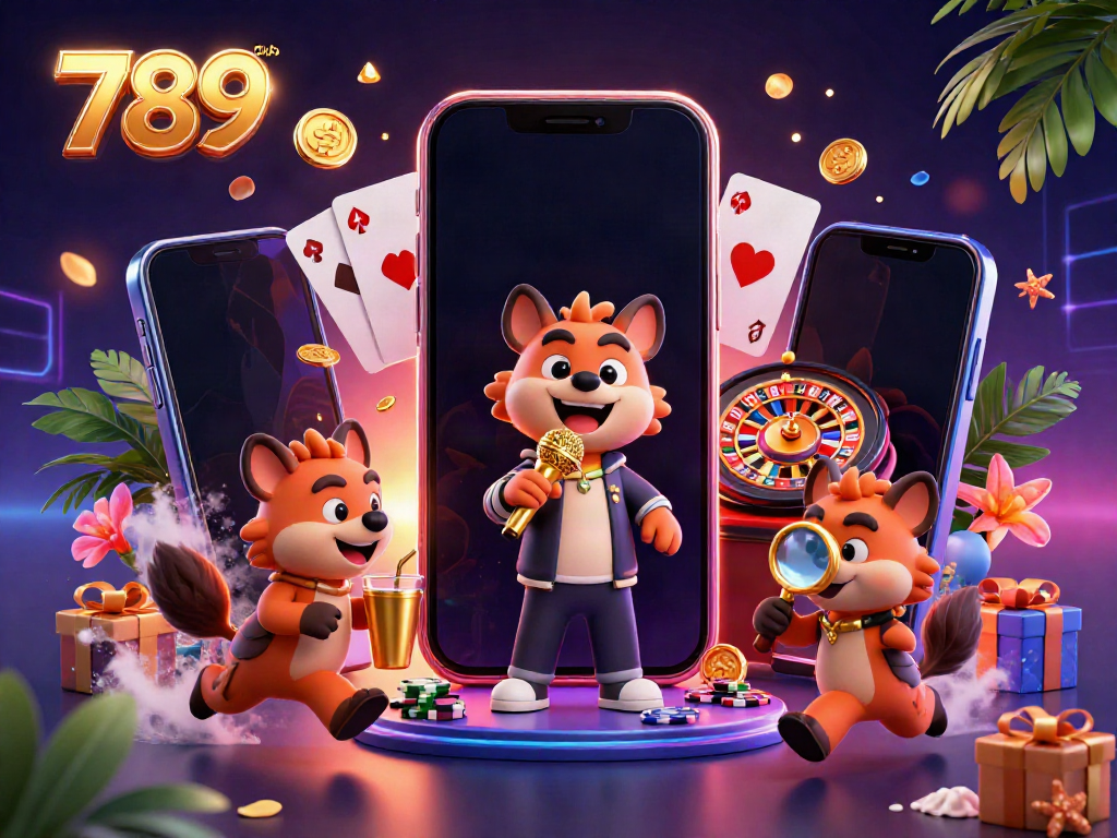 Experience a lively gaming scene at 789club with hyenas in a comedy casino setting full of fun and excitement.