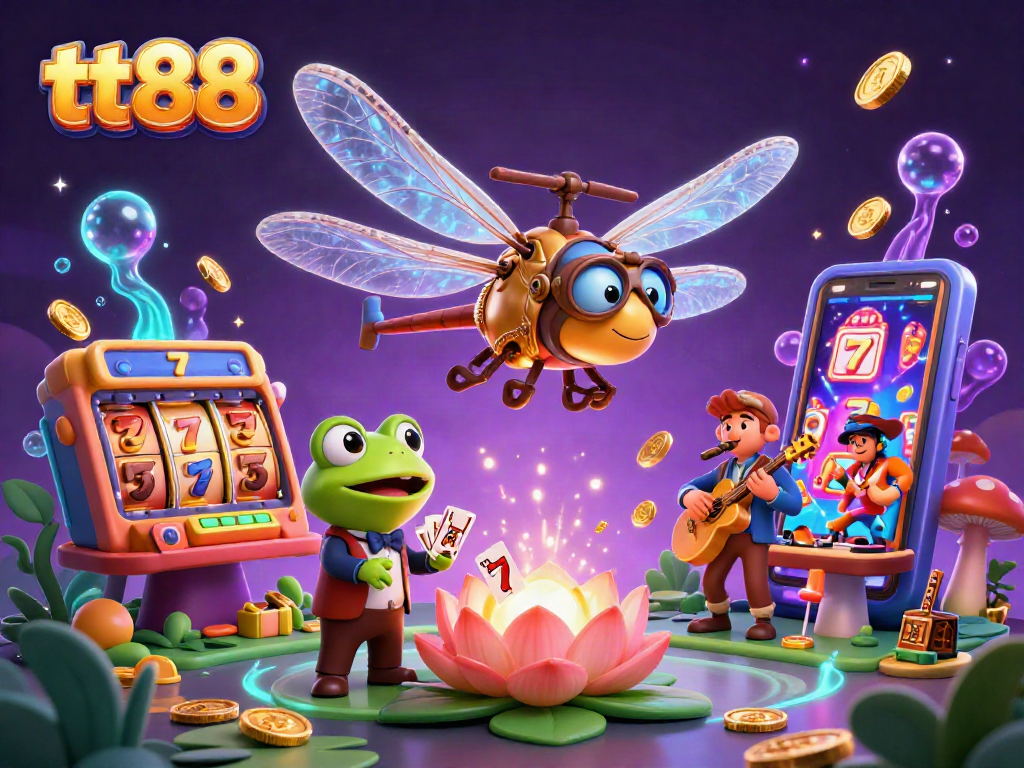 Experience thrilling jackpots at tt88 with colorful slot games and exciting characters in an engaging casino scene.