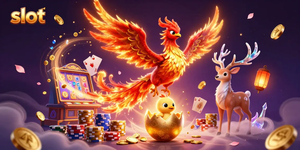 Experience thrilling slot gameplay with vibrant phoenix characters and dynamic casino elements.