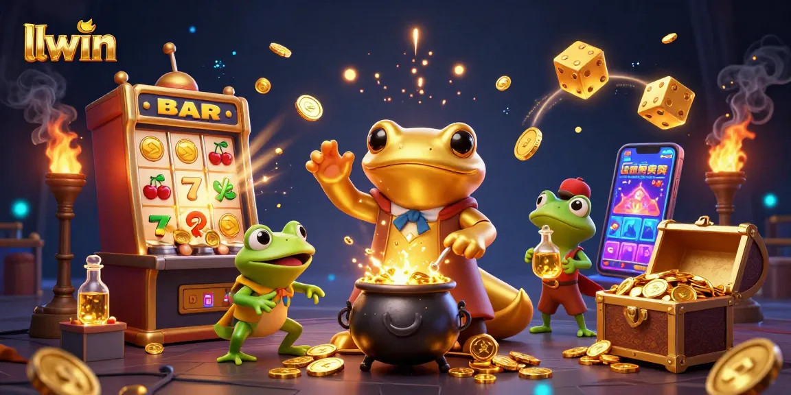 Experience thrilling gameplay at llwin with the giant salamander alchemist surrounded by slot machines and treasure!