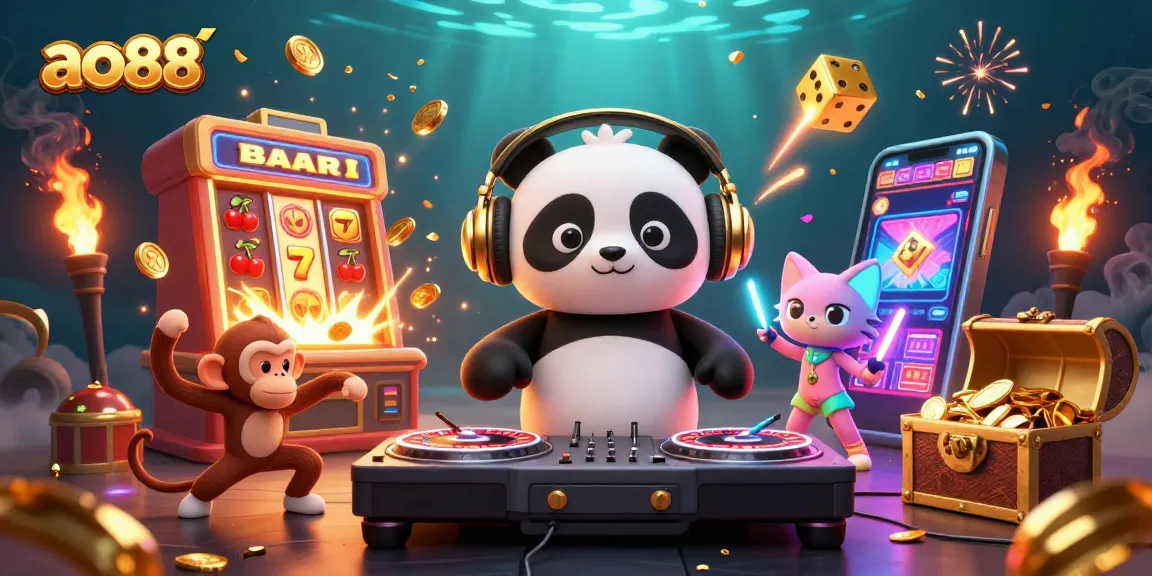 Explore the exciting world of ao88 with a 3D DJ panda, breakdancing monkey, and glowing kitten amidst casino thrills.