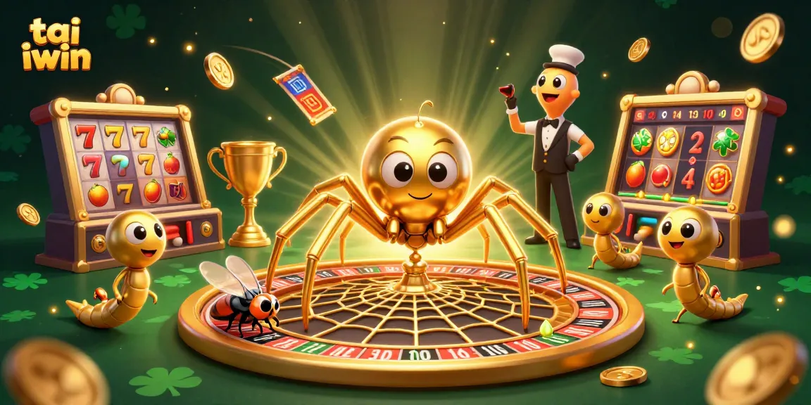 Engage with the excitement of tai iwin, featuring a lively casino scene with characters and slot game elements.
