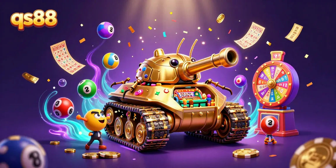 Experience thrilling gameplay at qs88 with a flashy golden casino beetle and vibrant game elements.