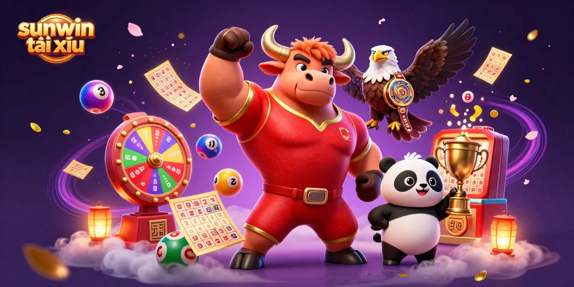 Experience the excitement of sunwin tài xỉu with a vibrant illustration of a victorious bull and eagle.