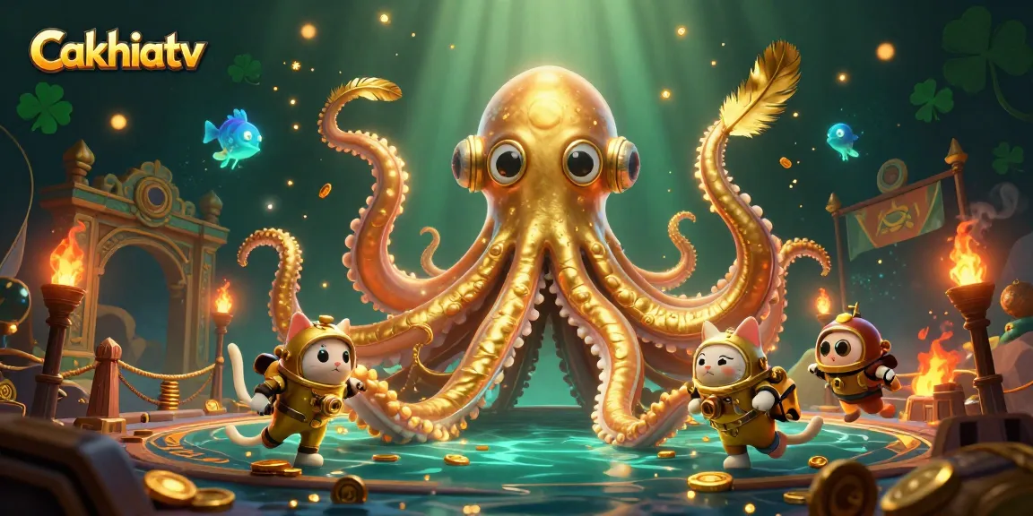 Experience the thrill of Cakhiatv with a kraken and diving cat in an immersive underwater casino adventure.