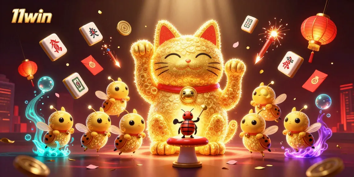 Experience the thrill of 11win with vibrant casino visuals and captivating lucky symbols.