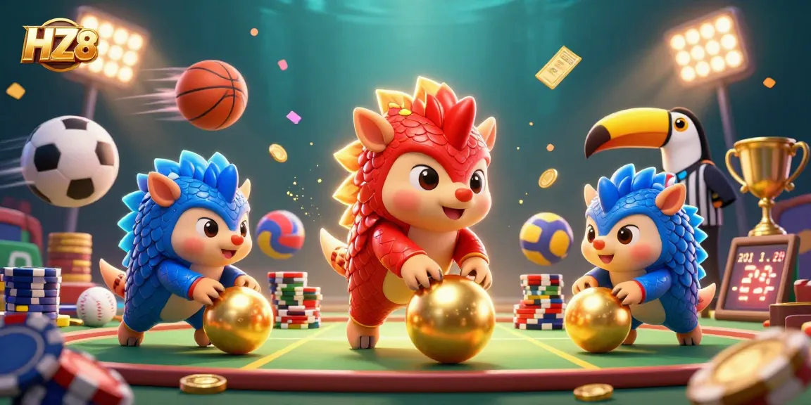 Compete in thrilling gameplay at HZ88 with pangolins in action, vibrant visuals exploding across the casino.