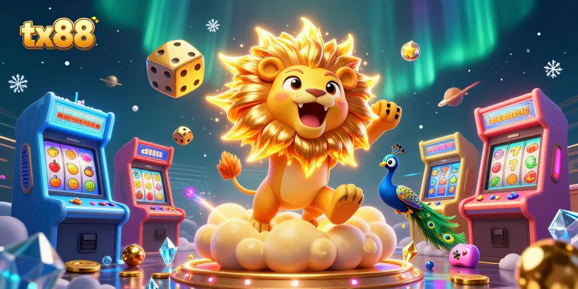 Experience the thrill of tx88 gaming with vibrant characters and dynamic casino elements illustrated in 3D.