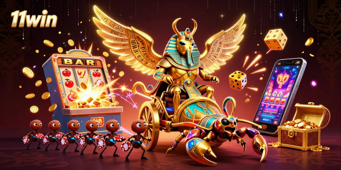 Experience thrilling wins at 11win with a vibrant 3D casino scene featuring jackpot excitement.