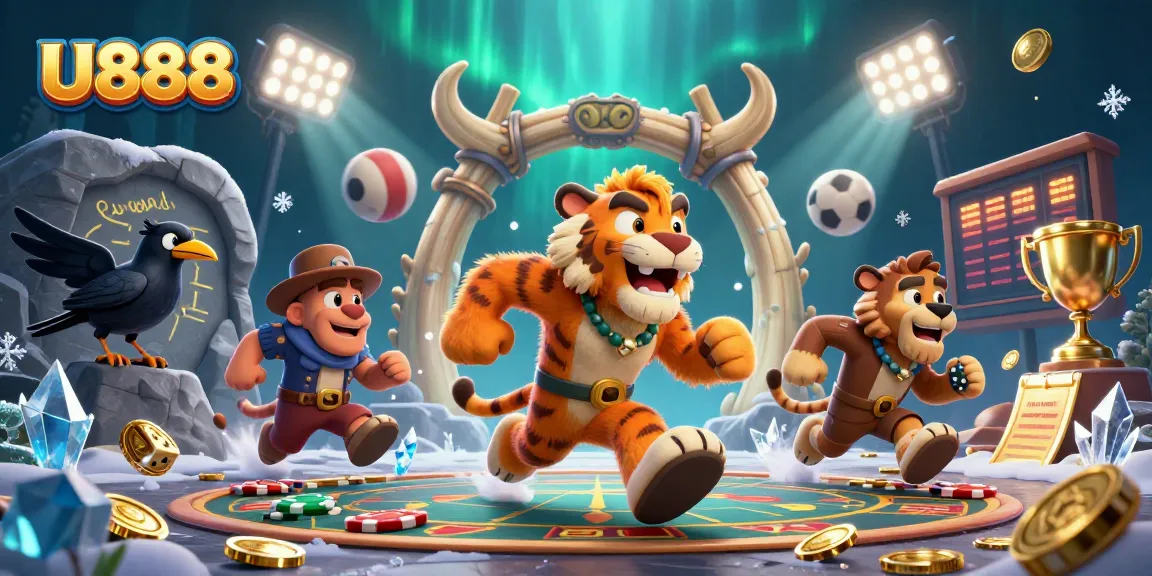 Experience thrilling gameplay at U888 in this vibrant casino scene with engaging characters.